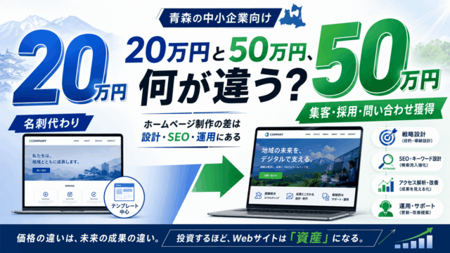 ホームページ制作20万円と50万円の違いとは？青森の企業向けにわかりやすく解説