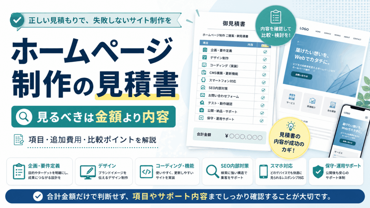 ホームページ制作の見積書で確認すべき項目